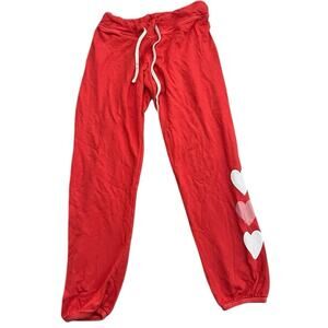 Sundry Red Sweatpants Hearts Valentine’s Day Small Drawstring White Pink Comfort